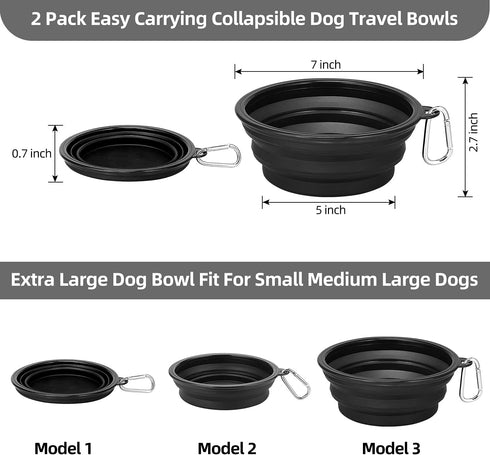 Kytely Large Collapsible Dog Bowls 2 Pack, 34oz Foldable Dog Travel Bowl, Portable Dog Water Food Bowl with Clasp, Pet Cat Feeding Cup Dish for Tr...