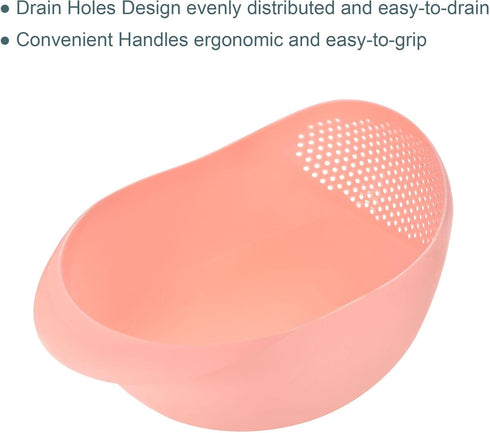 uxcell 2pcs Rice Washing Filter Strainer Basket Rice Sieve Fruit Vegetable Bowl Drainer Basket Cleaning Tools Home Kitchen Kit-Pink...