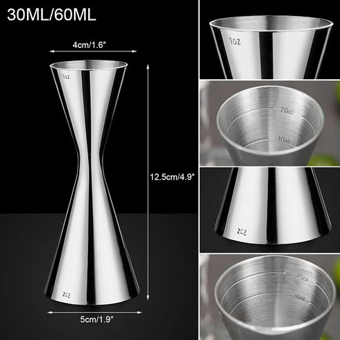 Double Cocktail Jigger with Measurements Inside, 2 oz 1 oz Jigger for Bartending, 304 Stainless Steel Cocktail Bar Tools for Bar Home Bartender Pa...