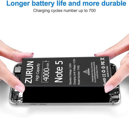 Galaxy Note 5 Battery Upgraded ZURUN 4000mAh Li-Polymer Battery EB-BN920ABE Replacement for Samsung Galaxy Note 5 N920 N920V N920A N920T N920P wit...