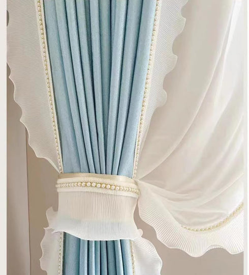 5 Yards Beaded Ruffled Organza Lace Mirror Decoration Bouquet Lace Curtains Home Fabric Lace...