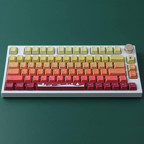 JOMKIZ PBT Keycaps,129 Keys Dye Sublimation Cherry Profile Keycaps with 6.25U Spacebar Autumn Keycap Set for Cherry MX Switches ISO/ANSI Layout Me...