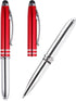 PATIKIL Ballpoint Pen with Stylus Tip and LED Flashlight, 2 Pack 3 in 1 Metal Pen Black Ink 1.0mm Medium Point Stylus Pen for Touch Screens, Red...