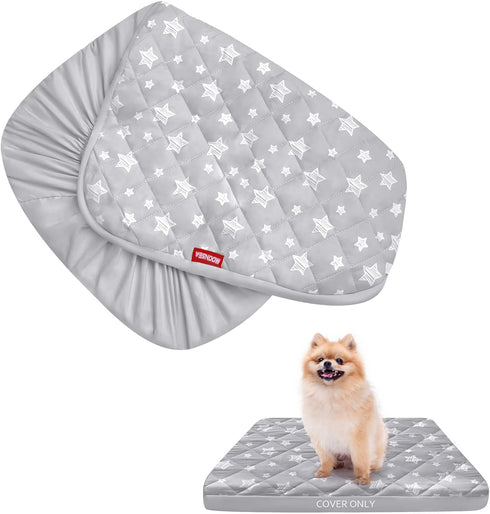 Dog Bed Covers Replacement Washable Pet Hair Easy to Remove, Waterproof Dog Bed Covers Noiseless Quilted, Pet Bed Cover Lovely Grey Star Print, Pu...