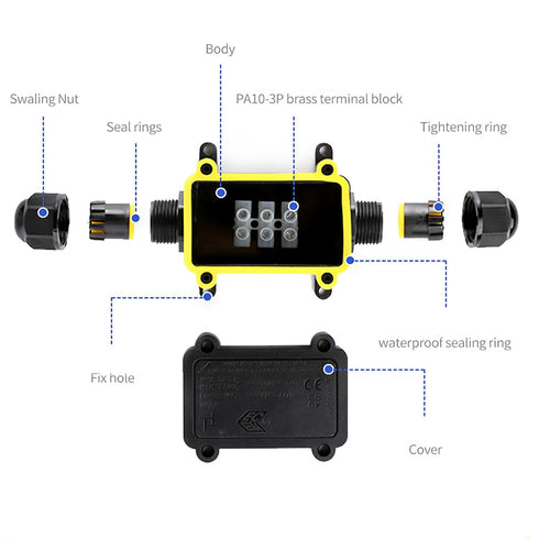 2pcs Waterproof Outdoor External 2 Way lP68 Electrical Junction Box Underground Cable Line Wires Power Cord Connector Protection...