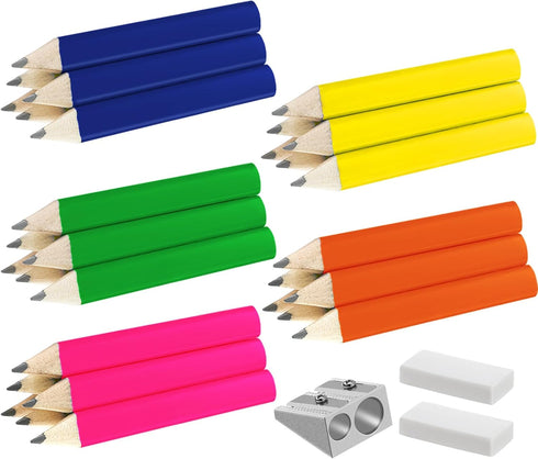 Qilery 30 Pcs Neon Color Short Triangular Fat Pencils 3.5 Inch Wood Triangular Pencil Toddler Triangle Pencil Children Jumbo Pencils for Writing D...