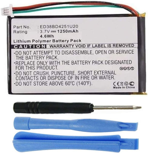 1250mAh ED38BD4251U20 Battery Replacement Compatible with Garmin Nuvi 1400, 1450, 1450T, 1490, 1490LMT, 1490T, 1490T Pro GPS Navigation Units...