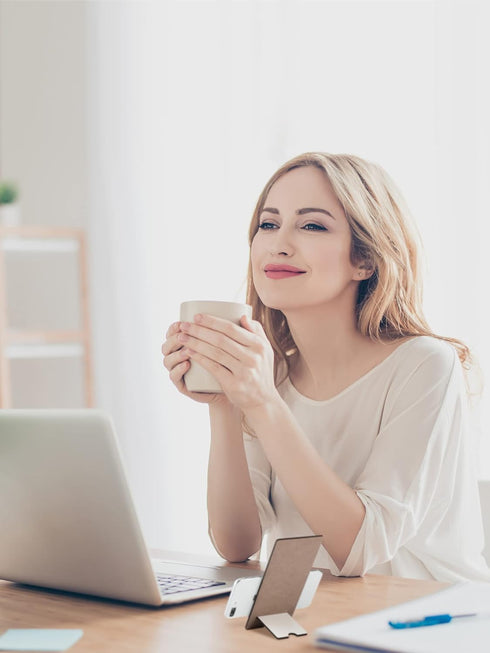 Frienda 4 Pieces Sublimation Blank Phone Stand Sublimation Cell Phone Holder for Desk Wood Smartphone Holders DIY Craft Charging Stand for Desktop...