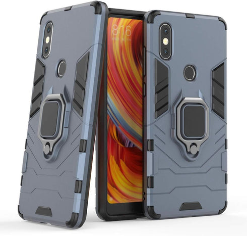 LuluMain Compatible with Xiaomi Mi Mix 2S Case, Metal Ring Grip Kickstand Shockproof Hard Bumper Shell (Works with Magnetic Car Mount) Dual Layer ...