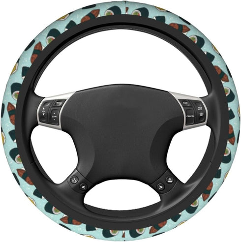 Black Cute Japanese Sushi Steering Wheel Cover Car Accessories Cute for Women Girls Girly Universal 15 Inch Neoprene Auto Interior Decor Anti Slip...