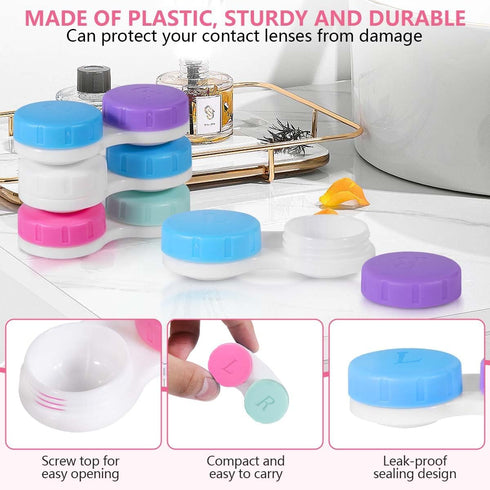 12 Pack Colorful Cute Contact Lens Case Bulk Box Holder Container Soak Storage Kit (6 Color)...