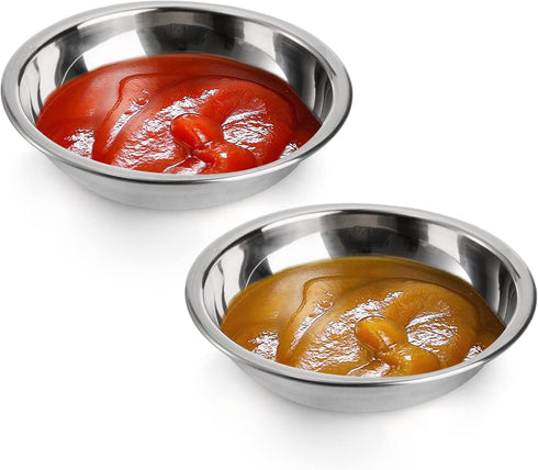 Fasmov 12 Pack 3.75 inches 18/8 Stainless Steel Sauce Bowl Round Seasoning Dishes Sushi Dipping Bowl Saucers Bowl Mini Appetizer Plates, Saucers D...
