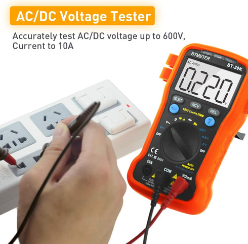 BTMETER BT-39K DVOM Multimeter with Case, 4000 Count Volt Ohm Amp Meter Autoranging DMM for AC/DC Current, Voltage, Resistance Frequency Tester, w...