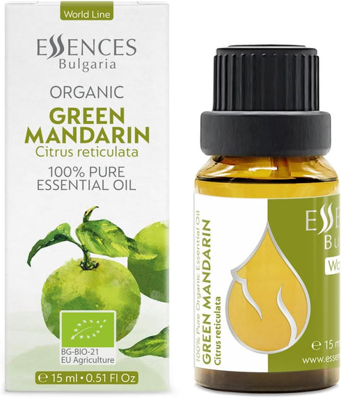 Essences Bulgaria Organic Green Mandarin Essential Oil 0.51 Fl Oz 15ml Citrus reticulata - 100% Pure and Natural Undiluted Therapeutic Grade Aroma...