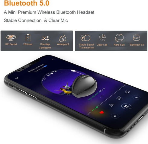 Mini Bluetooth Earpiece Wireless, Single Bluetooth Earbuds with Charging Case 6 Hrs Playtime, Headset Hands-Free with Microphone for iOS Android S...