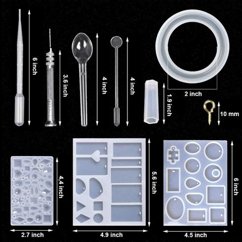 EuTengHao 229Pcs DIY Jewelry Casting Molds Tools Set More Than 120 Designs Contains 8 Silicone Jewelry Resin with 70 Designs,1 Earring Molds with ...