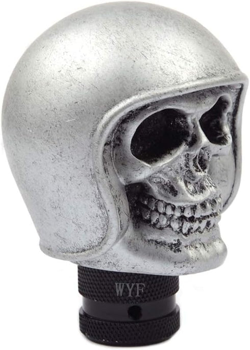 WYF Baseball Hooded Skull Gear Shift Knob Car Resin Gear Shifter Knob for Most Manual or Automatic Transmission (Silver)...
