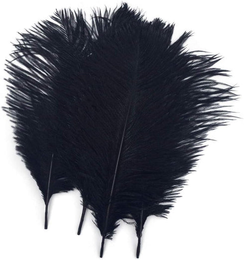 Shekyeon Black 10-12inch 25-30cm Ostrich Feather Home Decoration DIY Craft Pack of 10...