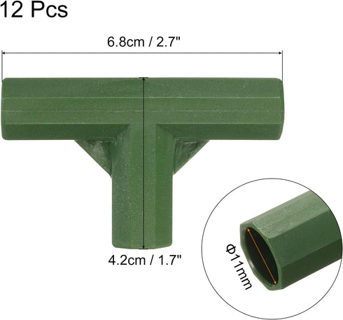 uxcell 12Pcs 11mm/0.4in Greenhouse Frame Connector Pipe Fitting Duty Joint Tool, 4Way Frame Connectors for Trellis Sunscreen Shed Gardening Plant ...