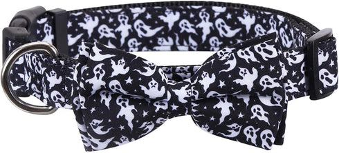 Halloween Dog Collar with Removable Cute Bow Tie Adjustable Pet Collars Large...