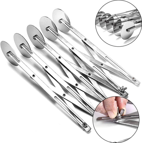 5 Wheel Pastry Cutter, Stainless Pizza Slicer, Expandable Pizza Slicer Multi-Round Pastry Knife Baking Cutter Roller Cookie Dough Cutter Divider...