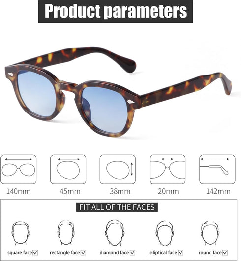 ADE WU Retro Round Sunglasses Women Men Vintage Small Circle Frame Tint Lens Sun Glasses Unisex Style 46mm...