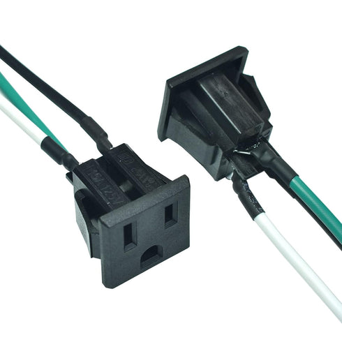 2PCS 15A 125V AC Panel Mount Outlet Industrial Plug Female Connectors Adapter With 14AWG Connection line,3 Pins US Power Socket Plug Panel...