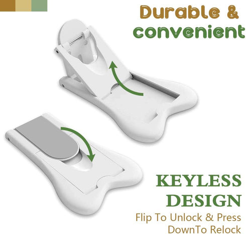 Maveek 4 Pack Child Safety Sliding Door Locks White Childproof Bathroom Patio Kitchen Shutters Closets Windows Sliding Door Lock, No Screws or Dri...