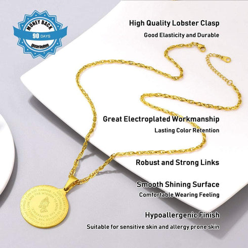 PROSTEEL Men Necklaces Hip Hop Chain Bible Verse Lords Prayer Praying Hands Africa Gold Medallion Coin Necklace Pendant...