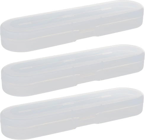 Cosmos Clear Color Pack of 3 Mini Craft Pencil Container Case Box Storage Containers Box, Snap Closure for Pen, Pencils, Office Supplies, Markup B...