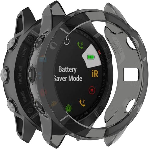 RuenTech Case Cover Compatible with Garmin Fenix 6X/6X Pro/Fenix 6X Sapphire Case Protector TPU Protective Case Frame for Fenix 6X Smart Watch (Bl...