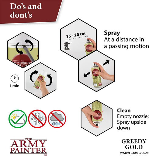 The Army Painter Gold Spray Paint, 400ml, 13.5oz - Acrylic Spray Undercoat for Miniature Painting - Spray Primer for Plastic Miniatures...