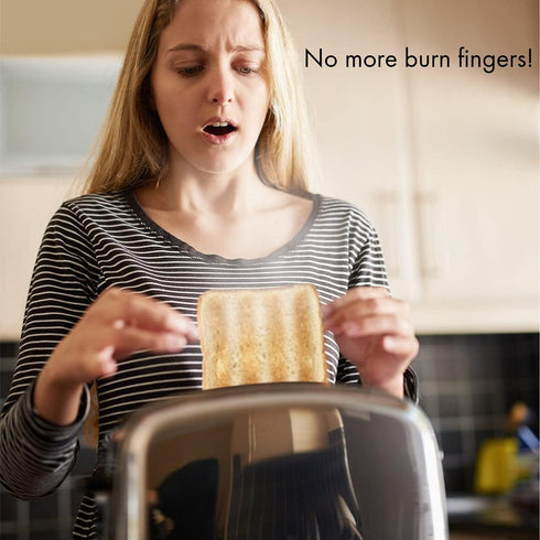 Bamboo Toaster Tongs - Set of 2 Reusable Heat Resistant Wooden Toast Tongs - 8 Inches Long Natural Toaster Tong Bamboo - Useful Kitchen Utensil fo...