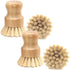 4 Packs Bamboo Palm Scrub Brush Sisal Dish Brush Round Natural Dish Scrubber for Cast Iron Pots, Pans, Kitchen Sink and Vegetable...
