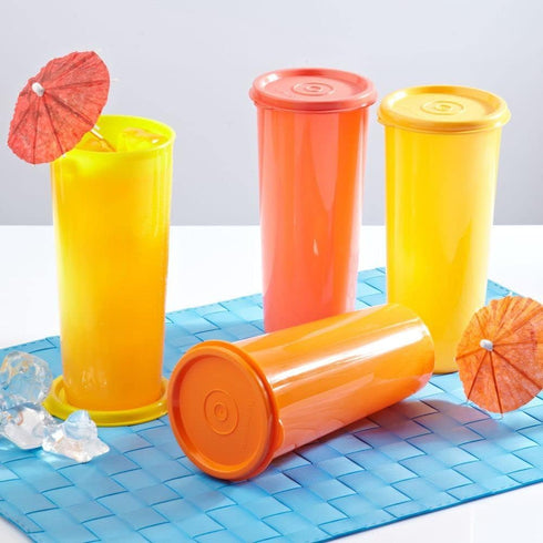 Tupperware Polypropylene Tumbler Set (Multicolour, 470 Ml) - Pack Of 4...