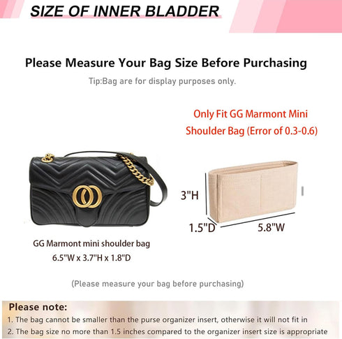 Felt Mini Purse Organizer Insert Compatible with Mini GG Marmont Matelasse Shoulder Bag and More Bags, Handbags Organizer for Women Bag(Beige,XS)...