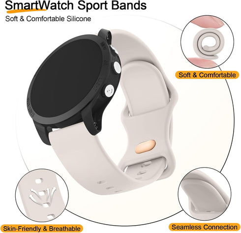 Vancle bands Compatible with Garmin Forerunner 245/Forerunner 645/Forerunner 165/Forerunner 55 SmartWatch, 20mm Silicone Sport band for Garmin For...