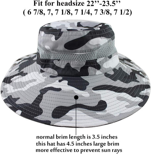 CAMOLAND Mens Fishing Hat Wide Large Brim Sun Hat with Outdoor UV Protection...