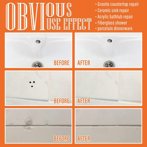 Porcelain Repair Kit White, Sink & Tile Repair Kit to Quickly Fix Sinks Chips and Tile Cracks with High Bond Strength, Porcelain Sink Repair Kit f...