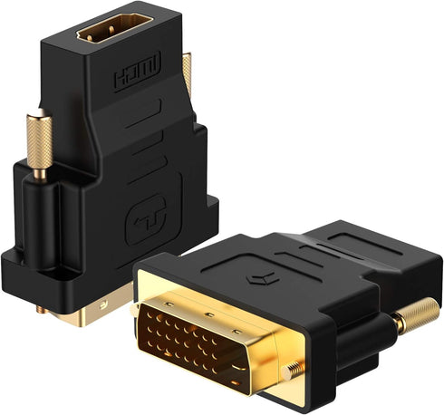Rankie DVI to HDMI Adapter, 2-Pack Gold-Plated 1080P Male to Female Converter (Black)...