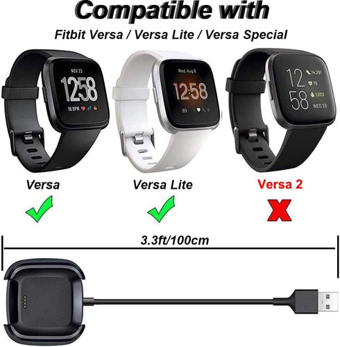 Charger for Fitbit Versa (Not for Versa 2/3), Replacement USB Charging Dock Cable Cord for Fitbit Smart Watch (3.3ft/1m)...