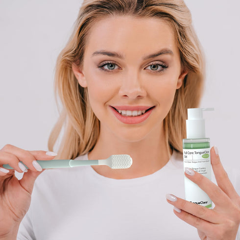 Oral cleaner & Gel Kit | Oral Mucosa Scraper to Fight Bad Breath and Halitosis | Mouth Odor Eliminator | Tongue Cleaner for Adults | Fresh Mint (S...
