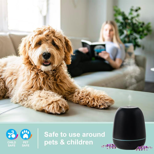 SpaRoom Mini Majesto Aromatherapy Ultrasonic Misting Essential Oil Diffuser for Medium Rooms, 100 mL Water Capacity, Matte Black...