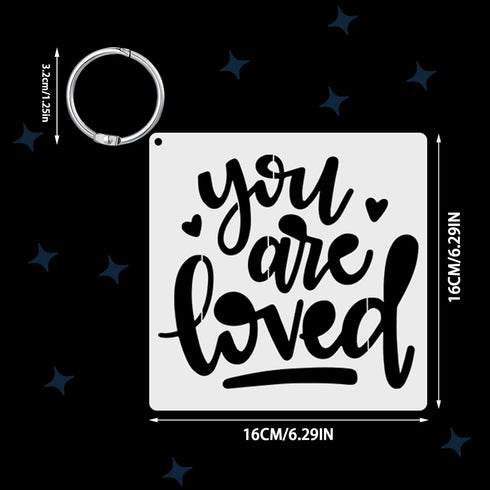16 Pieces Inspirational Word Stencil Kit Motivational Stencils Inspirational Word Reusable Polyester Film Template Stencils with Open Ring for Pai...
