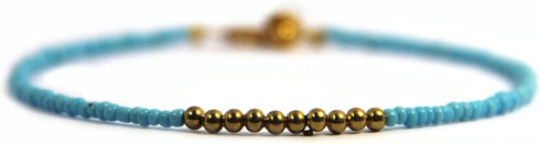 Handmade Anklet, Blue Beads, Bohemian (P5)...