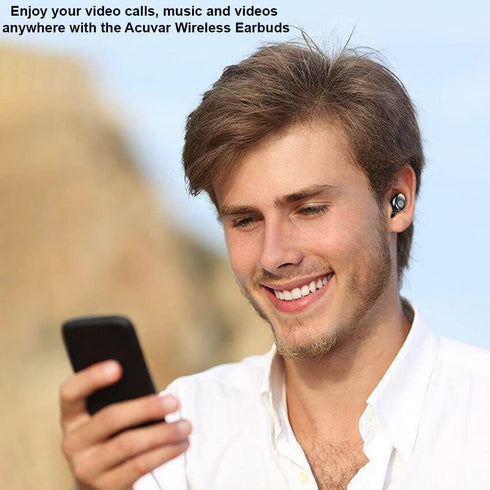 Acuvar Fully Wireless Bluetooth 5.0 Rechargeable IPX7 Waterproof Earbud Headphones w Microphone, 2000mAh USB Smart Dual Charging Case/Stand Surrou...