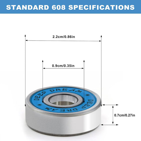 Premium 50Pcs 608rs Bearings Skateboard Bearings ABEC Bearings Chrome Steel Ball Bearing Longboard Bearings(8x22x7mm) for Quad Skate Double Rubber...