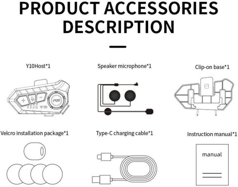 Y10 Motorcycle Helmet Bluetooth Headset with HiFi Stereo Sound,Noise Reduction,1000mAh Battery,Helmet Bluetooth Headset Speakers with RGB,IPX6 Wat...