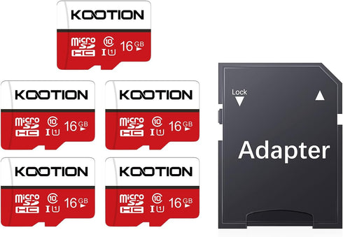 KOOTION 16 GB Micro SD Cards 5-Pack, Class 10 MicroSDHC Flash Memory Card, U1, C10, TF Card with Adapter...