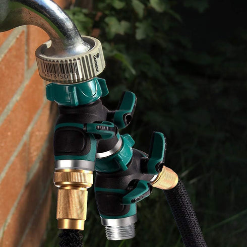 Metal Garden Hose Splitter Upgraded 2024, 2 Way Y Hose Connector, Easy Grip Splitter, Sturdy Connector with 3/4 "Connector and Rubberized Grip for...